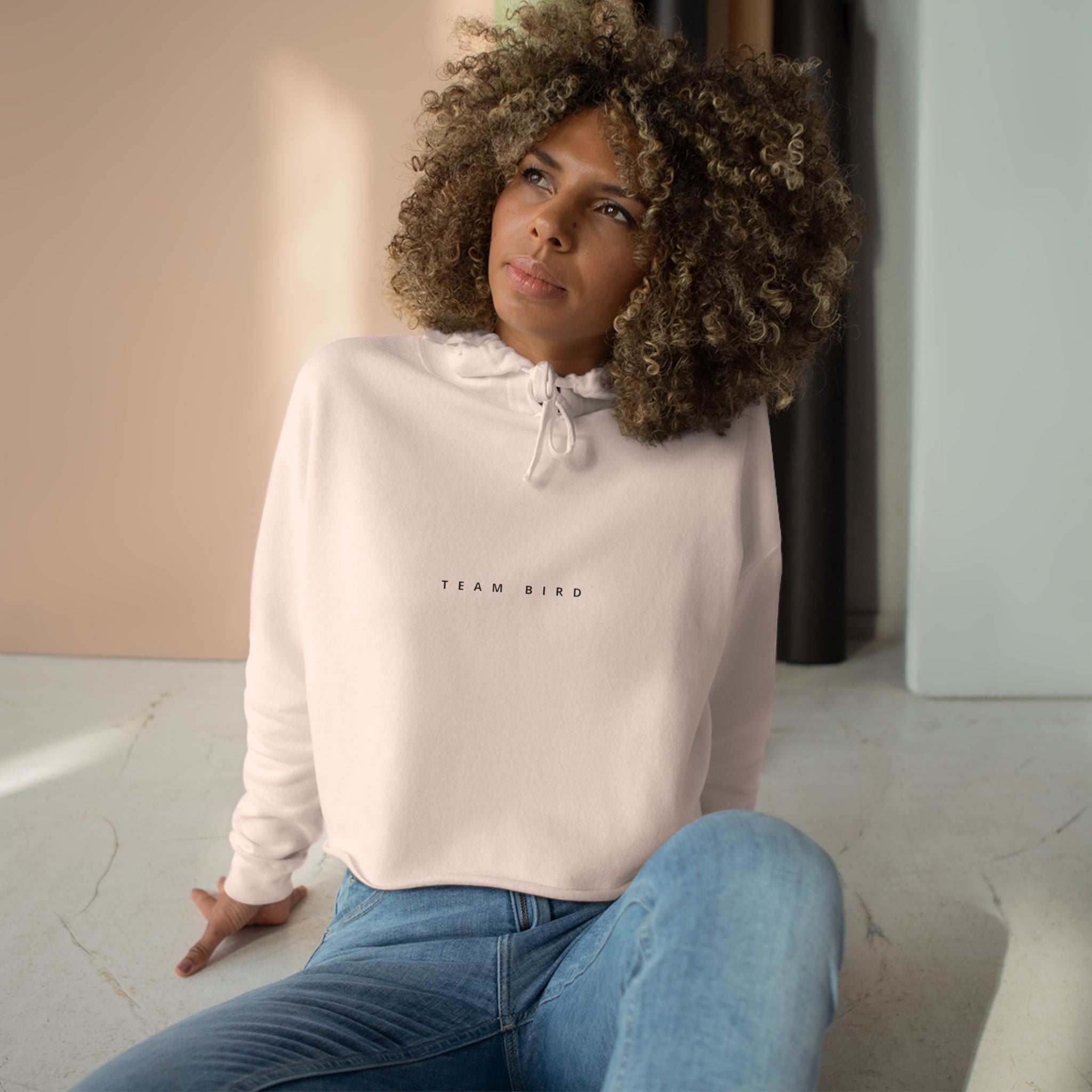 Butterfly Crop Hoodie — Minimal Blue Butterfly Graphic Crop Sweatshirt