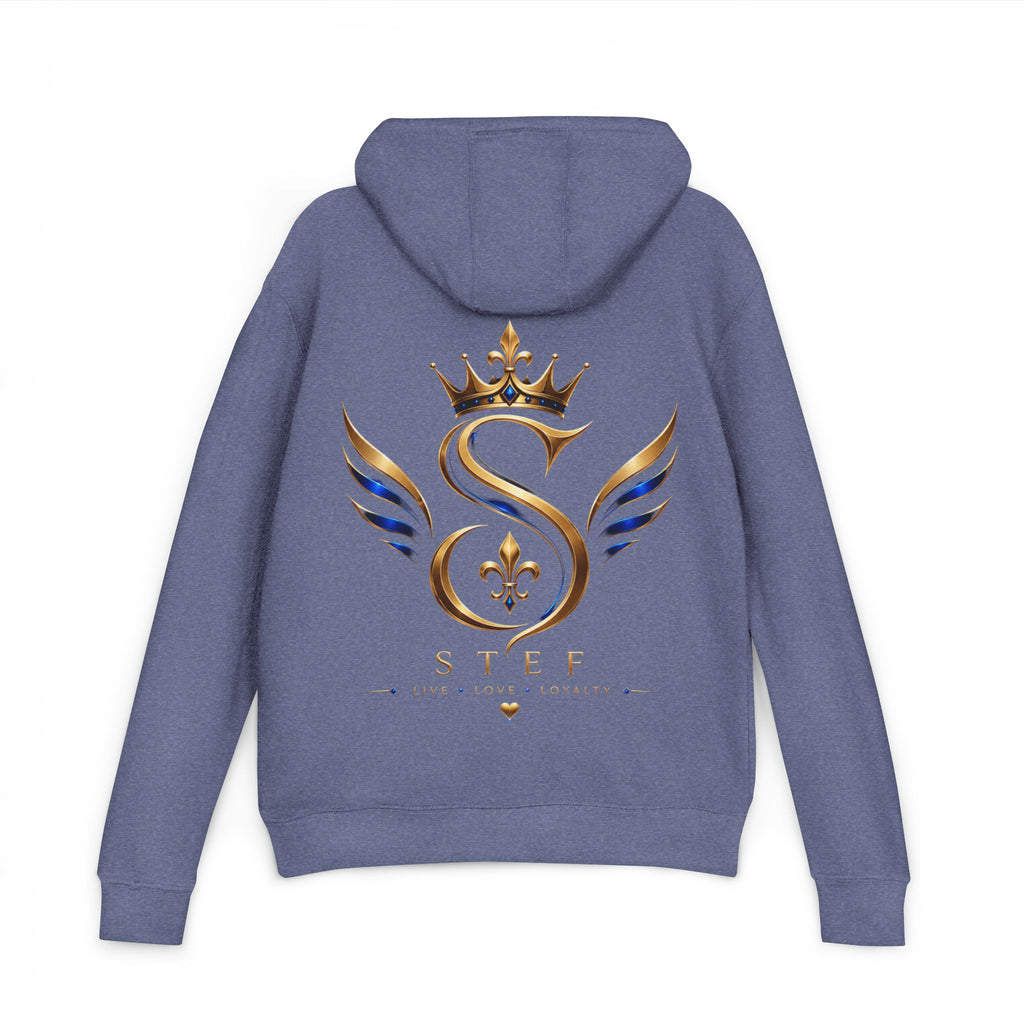 Crown S Wings Hoodie — Gold Fleur-de-Lis Logo French Terry Sweatshirt