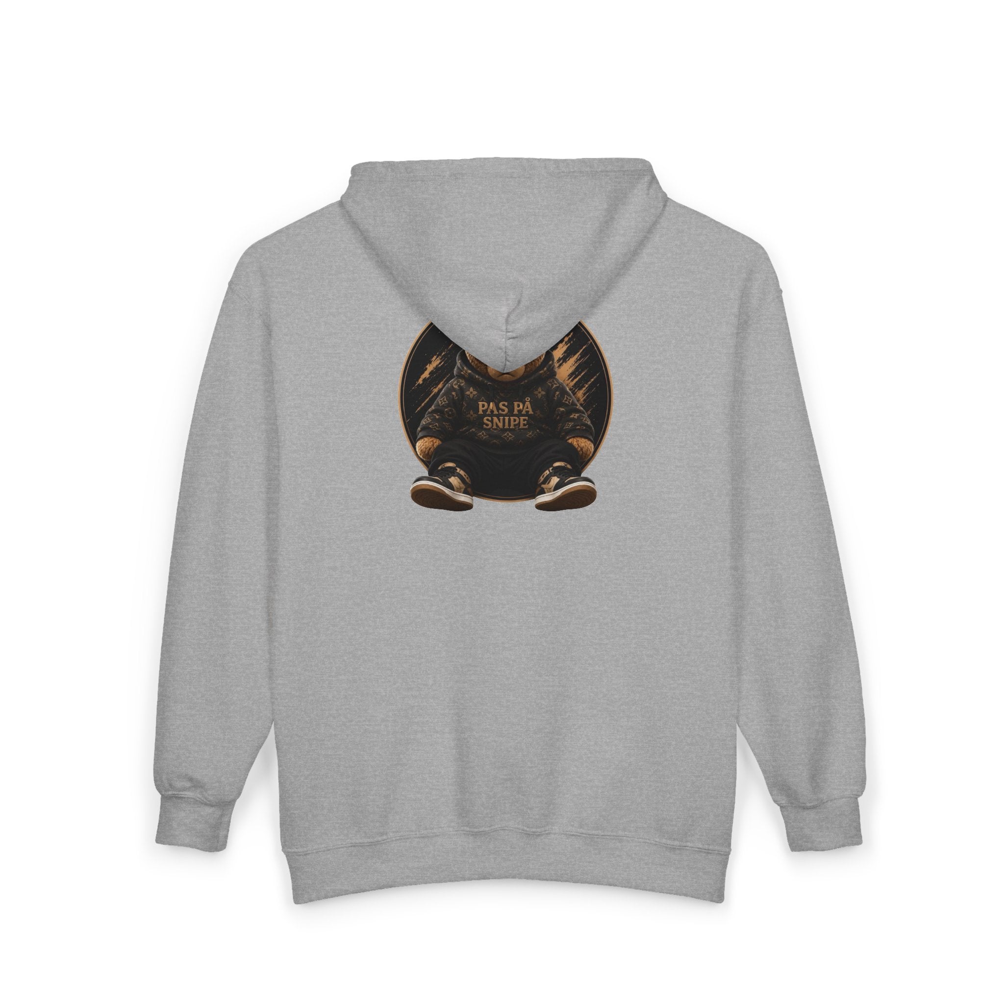 Bear Protector Zip Hoodie — 'Pas de Venin' Vintage Teddy Graphic