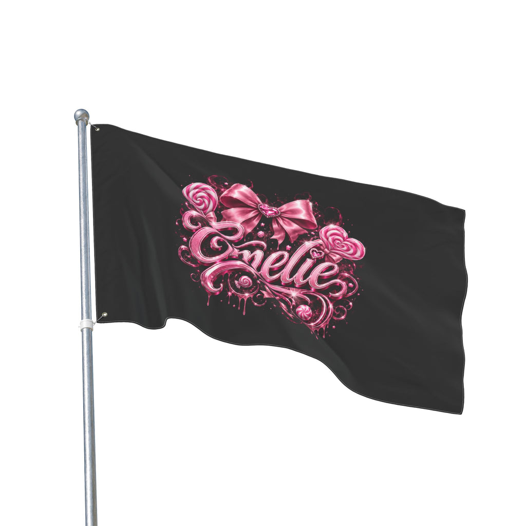 Personalized Pink Candy Name Flag — 'Emelie' Double-Sided Decorative Banner