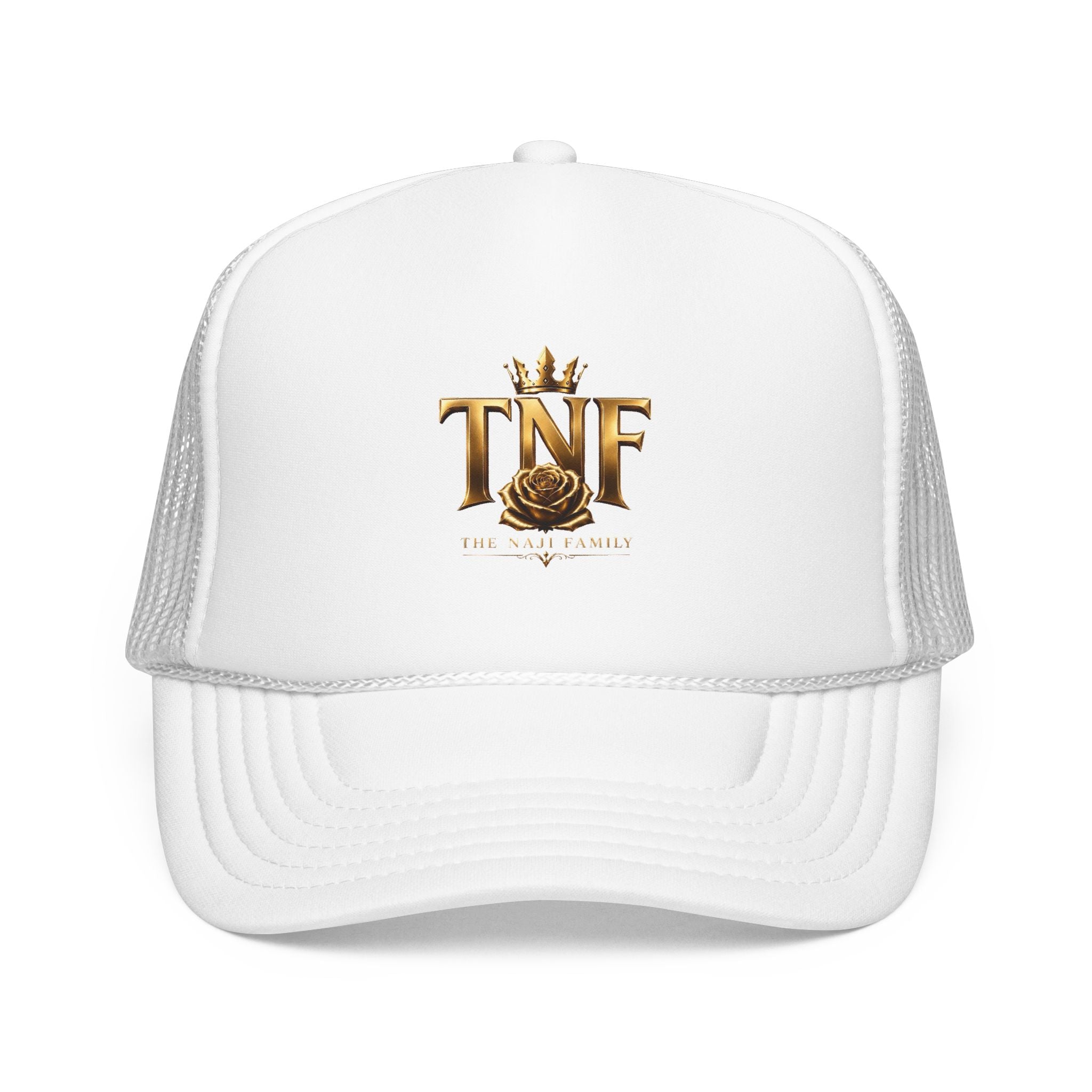 TNF Gold Rose Trucker Hat — The Dark Family Logo Foam Cap