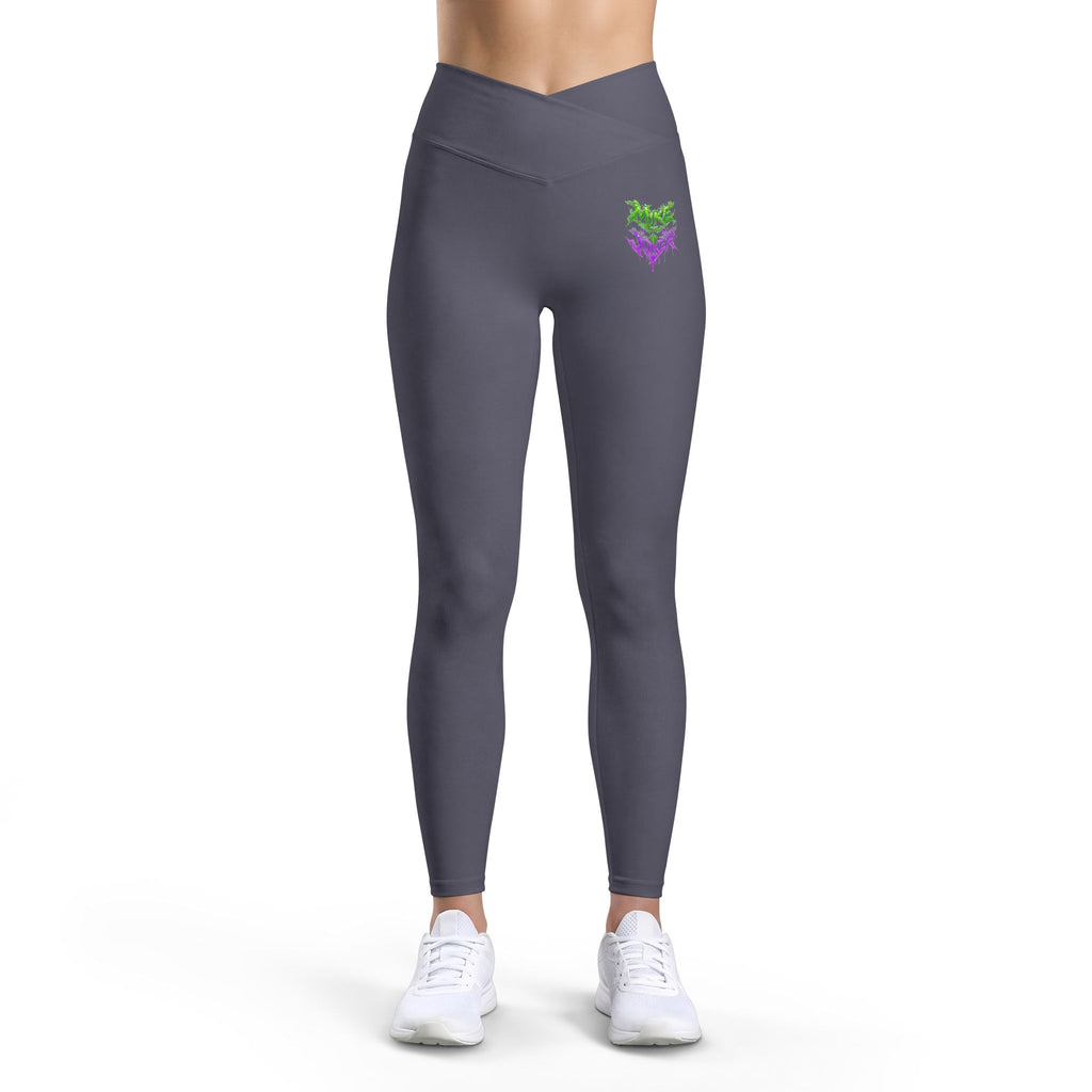 Heart Fox Graphic Leggings — Women’s Black High-Waist Yoga & Casual Activewear