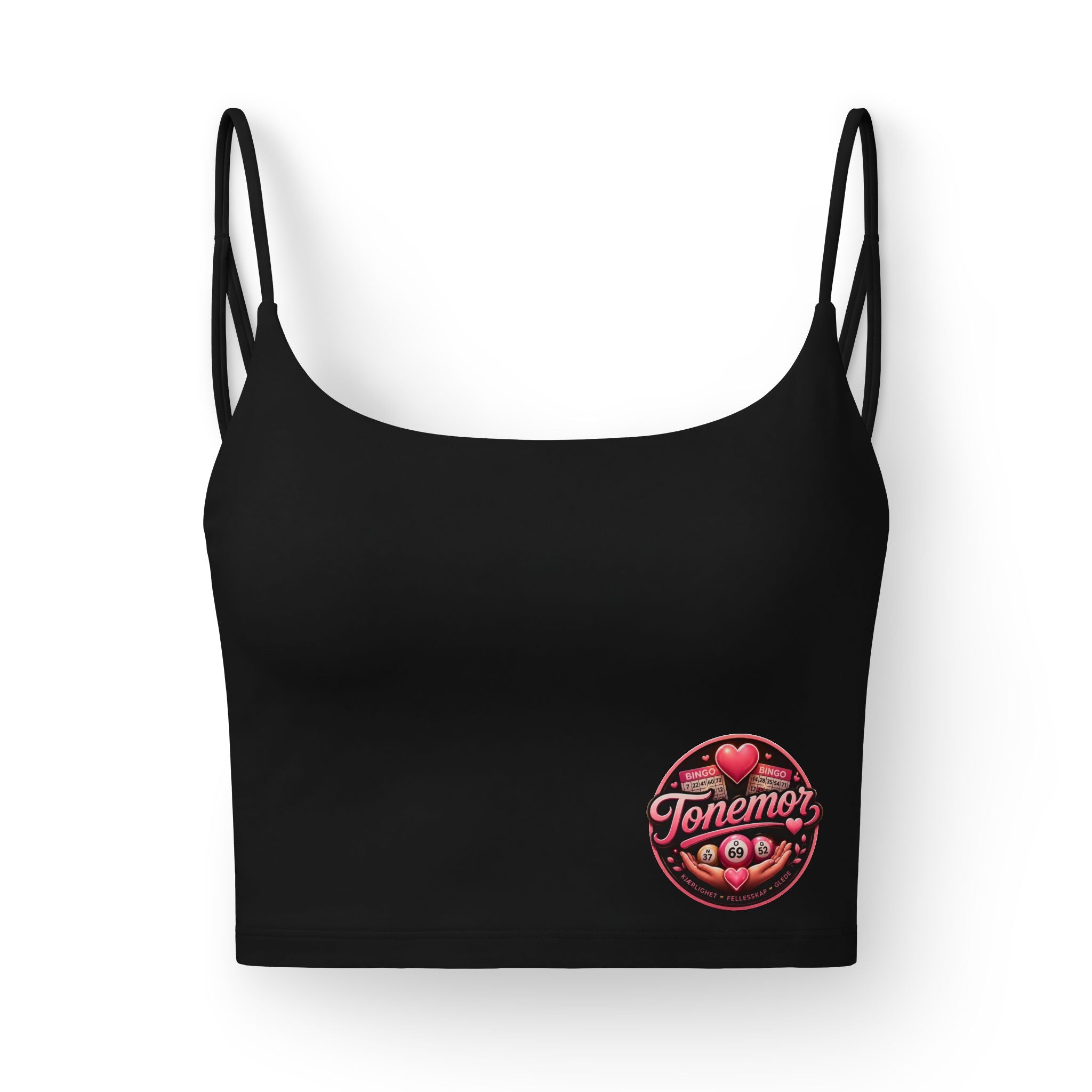 Luxe Women's Crop Bra — 'Tenemos Amor' Heart Emblem