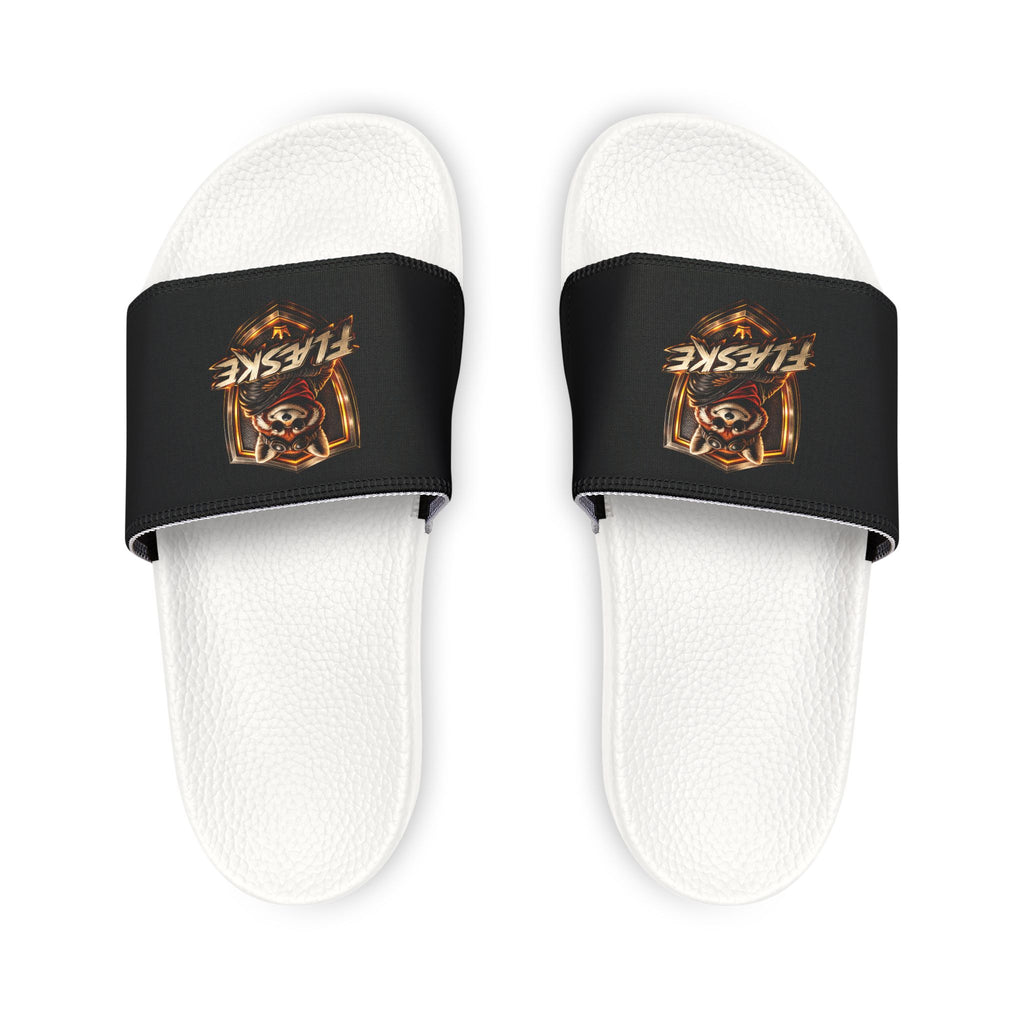 Slide Sandals — "Fireside" Skull Flame Removable-Strap Slides for Men