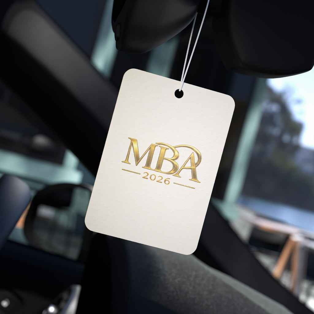 MBA 2026 Gold Logo Car Air Freshener — Graduation Gift & Commute Accessory
