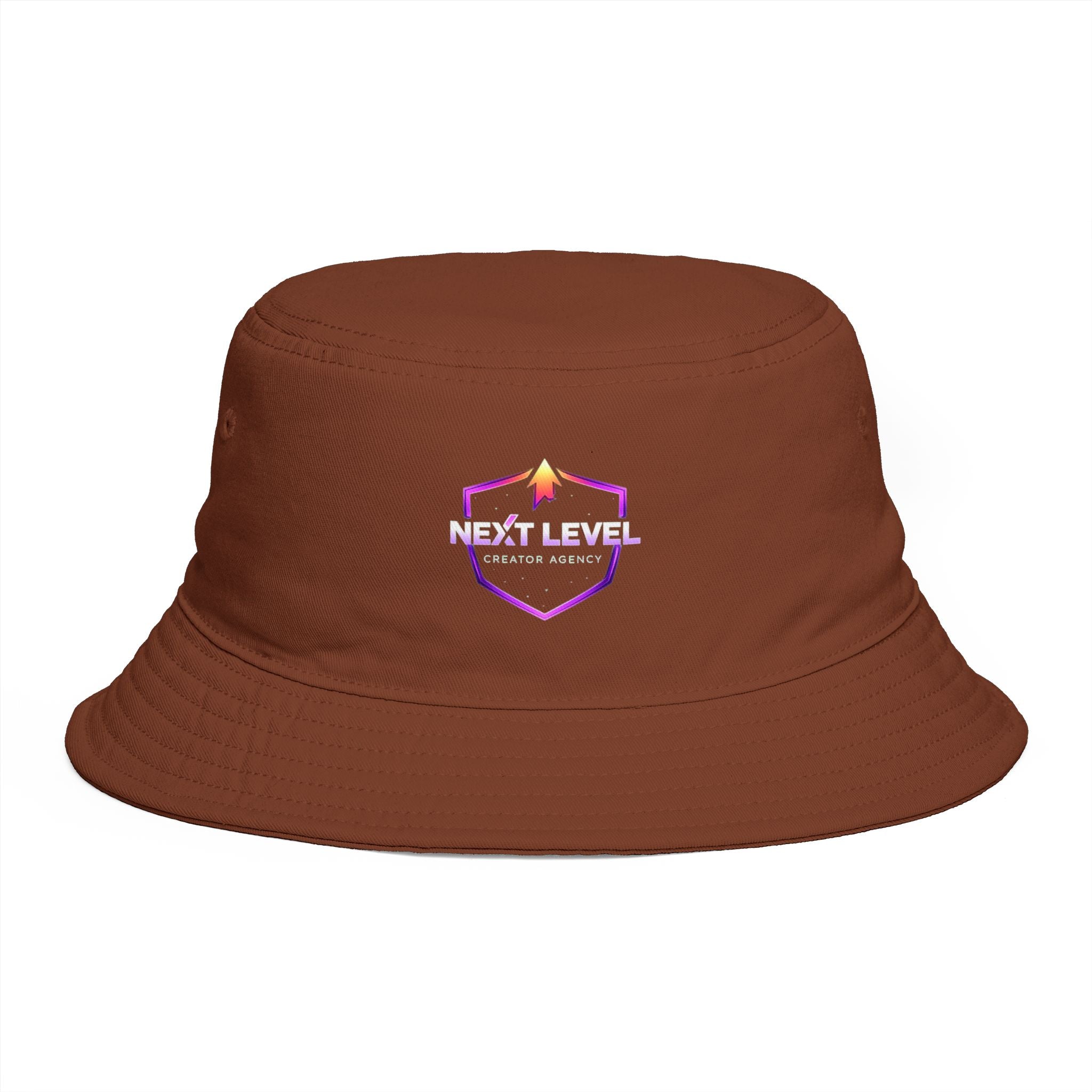 Next Level Creation Agency Brown Bucket Hat — Logo Embroidered Streetwear