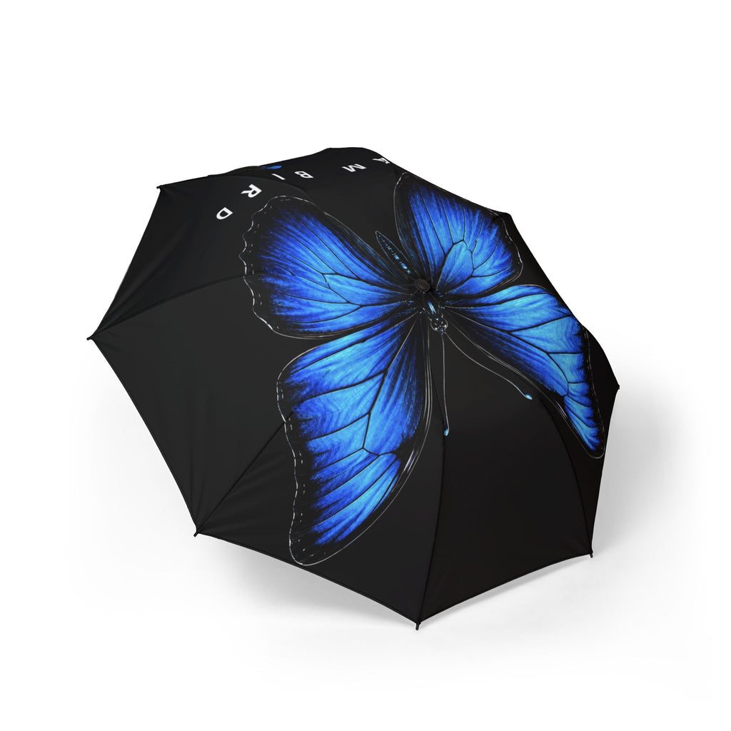 Blue Butterfly Foldable Umbrella — Semi-Automatic Compact Rain Umbrella