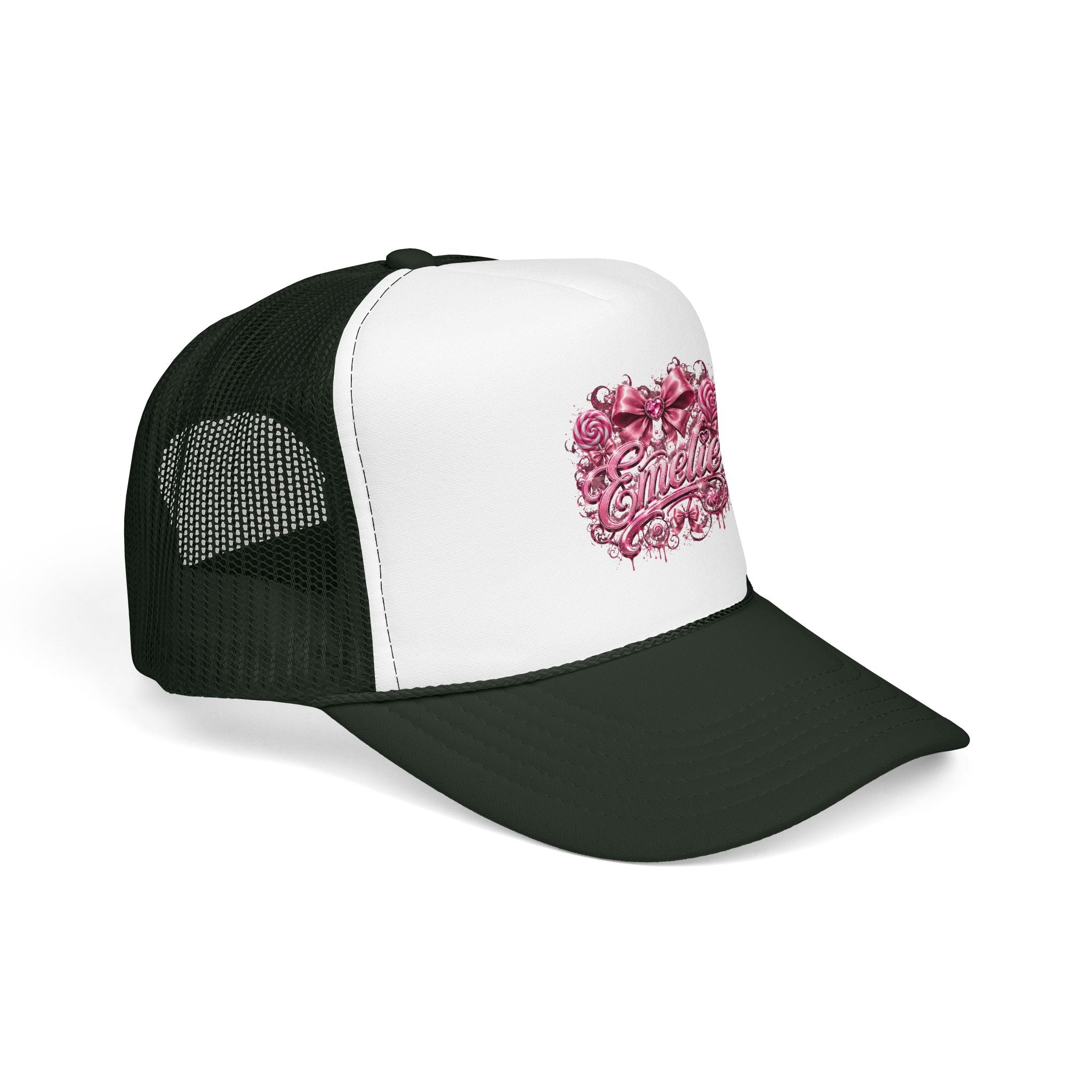 Trucker Hat — Pink Floral 'Enele' Bow Logo