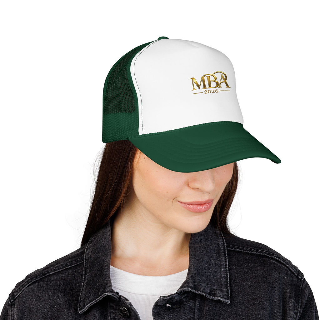 MBA 2026 Trucker Hat - Gold Embroidered Foam Mesh Cap