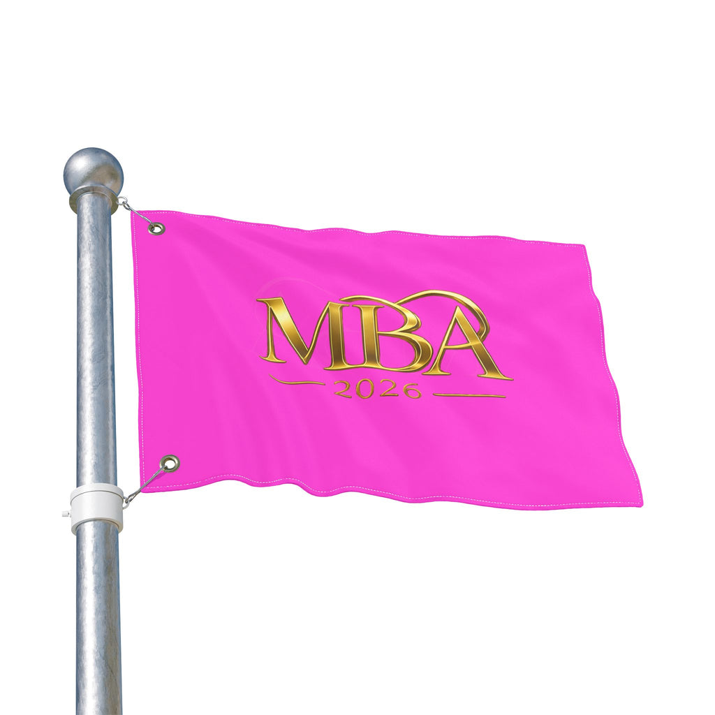 MBA 2026 Double-Sided Flag — Pink Gold Graduation Banner