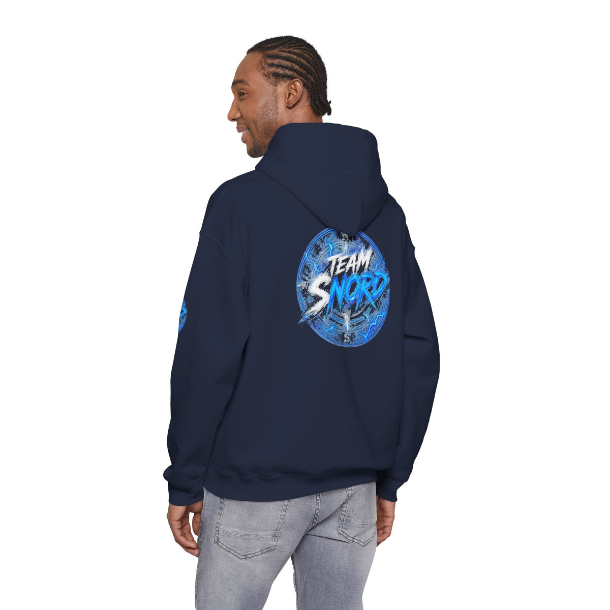 Nord Globe Hoodie — Blue Vintage Graphic Hooded Sweatshirt
