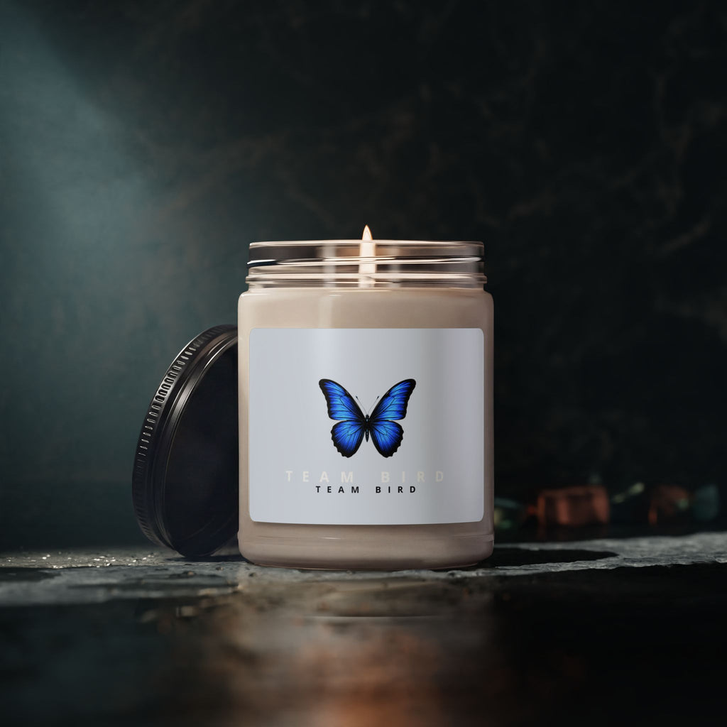 Blue Butterfly Soy Candle — 9oz Scented Jar (Team Bird)