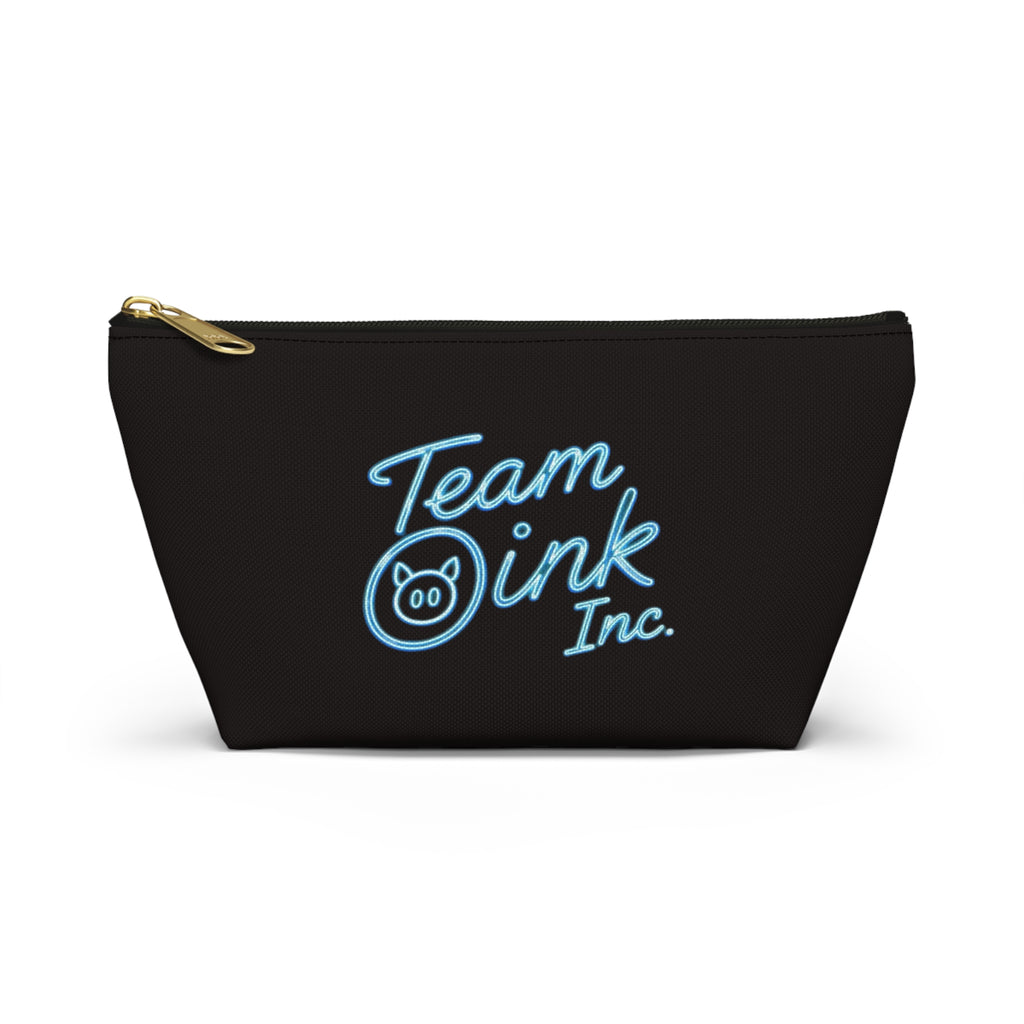 Team Oink Accessory Pouch — Black T-Bottom Makeup & Gadget Organizer