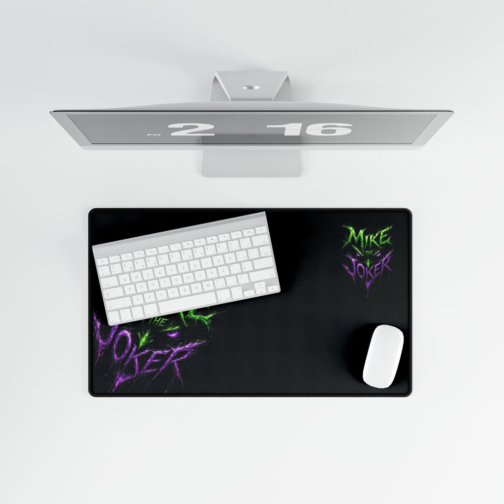 Mike the Joker Neon Desk Mat — Gamer Desk Pad with Green & Purple Graffiti