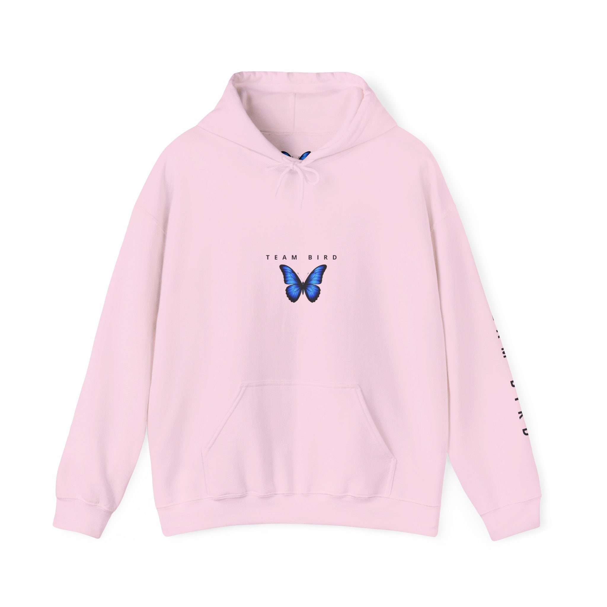 Butterfly Hoodie — "Team Bird" Blue Butterfly Graphic Hooded Sweatshirt