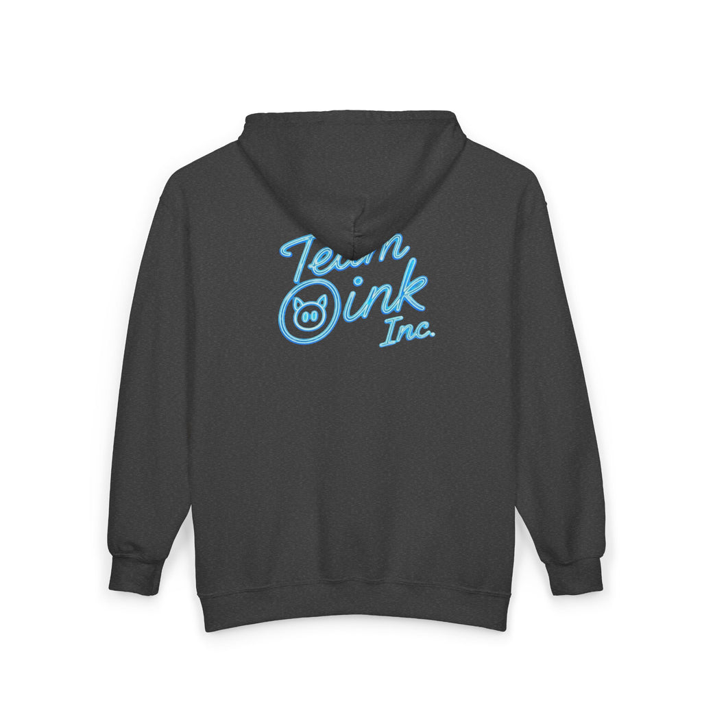 Team Ink Inc. Full-Zip Hoodie — Retro Script Logo Zip-Up Sweatshirt
