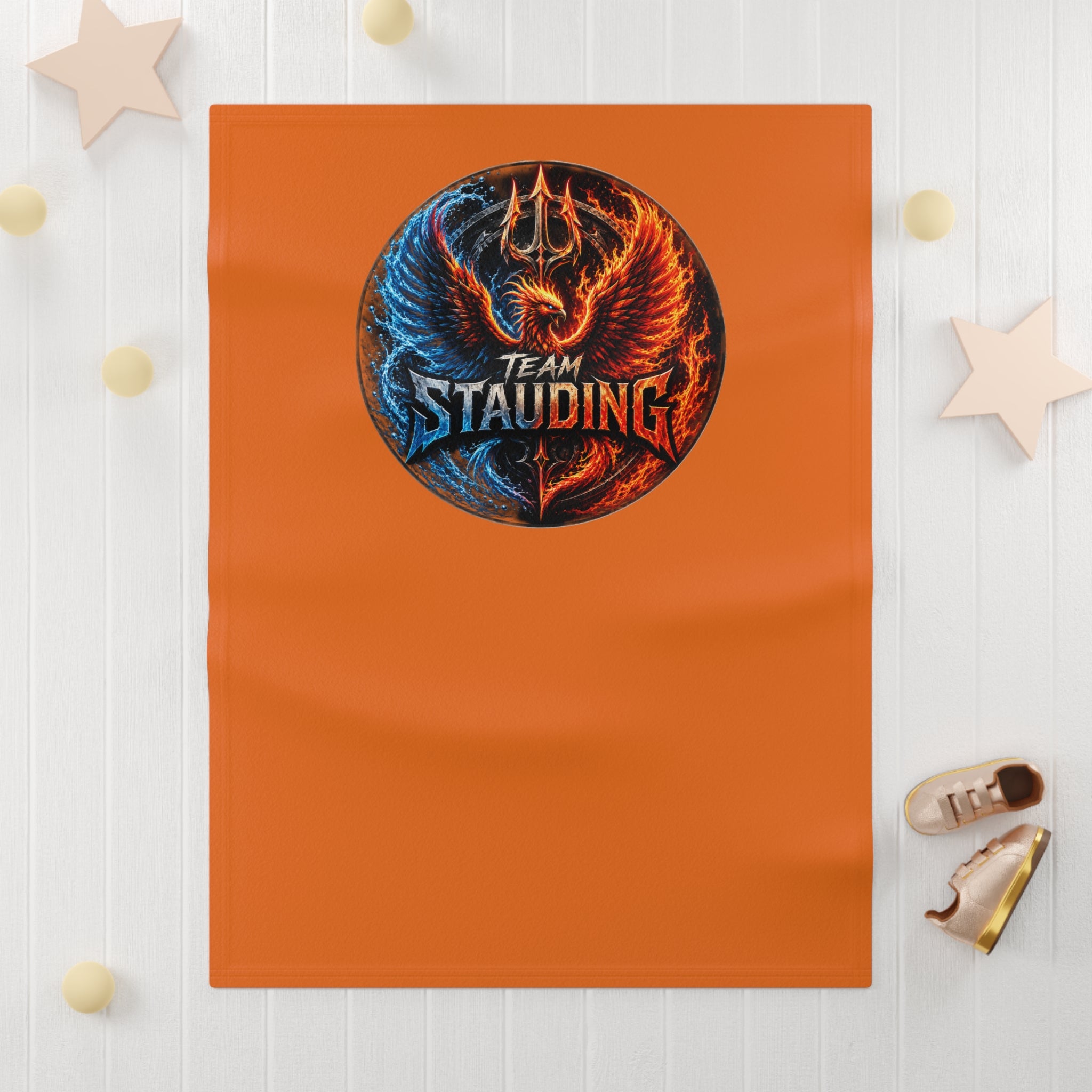 Team Stauding Phoenix Fleece Baby Blanket — Soft Orange Plush Swaddle