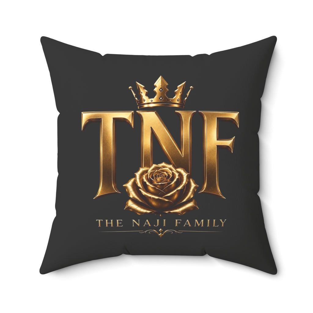 TNF The Naji Family Gold Logo Pillow — Decorative Square Throw Pillow