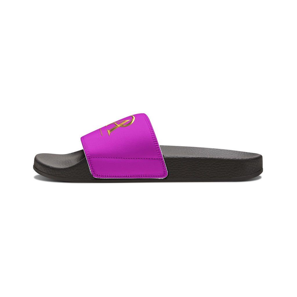 Slide Sandals — Purple 'MBA 2026' Removable‑Strap Pool Slides for Men