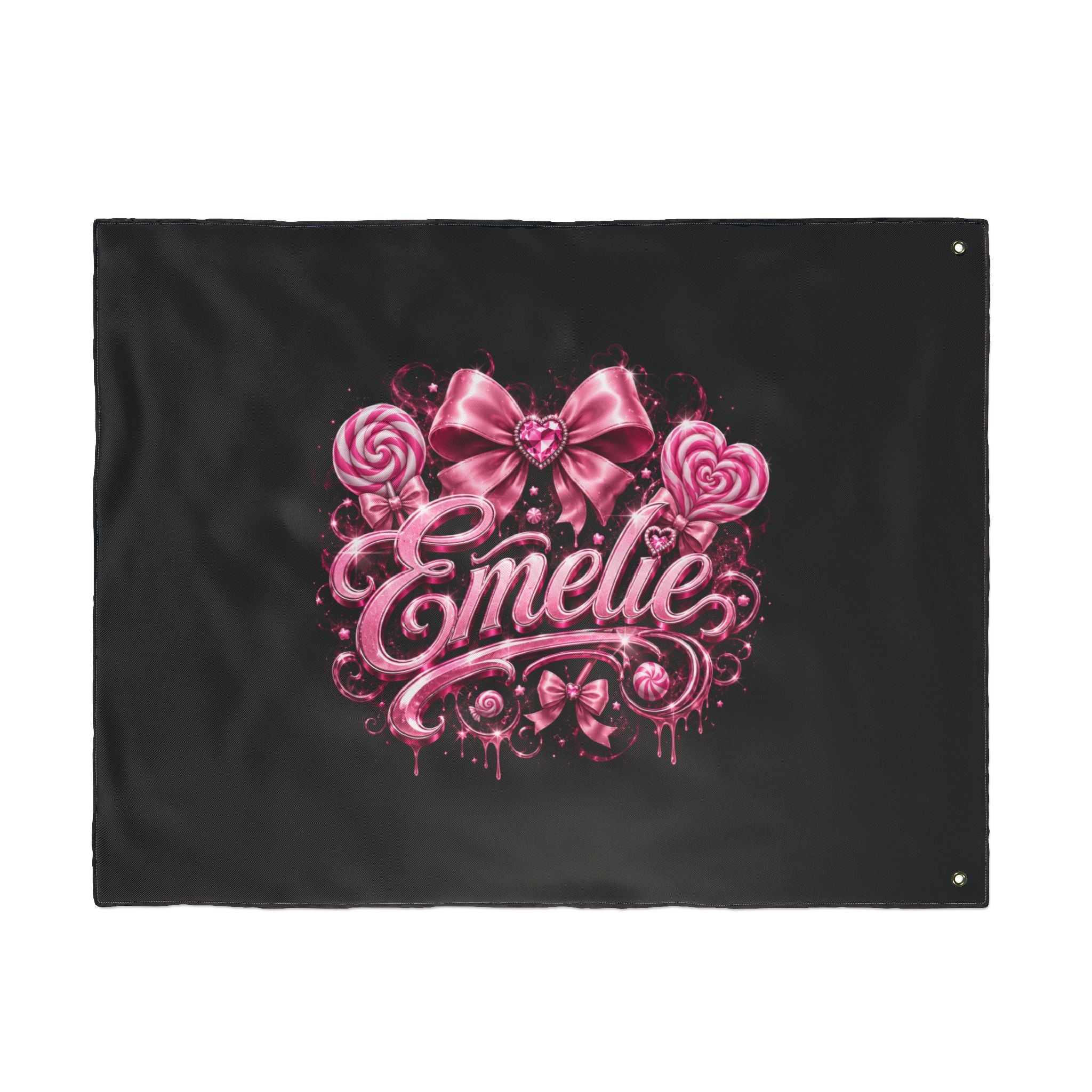 Personalized Pink Candy Name Flag — 'Emelie' Double-Sided Decorative Banner