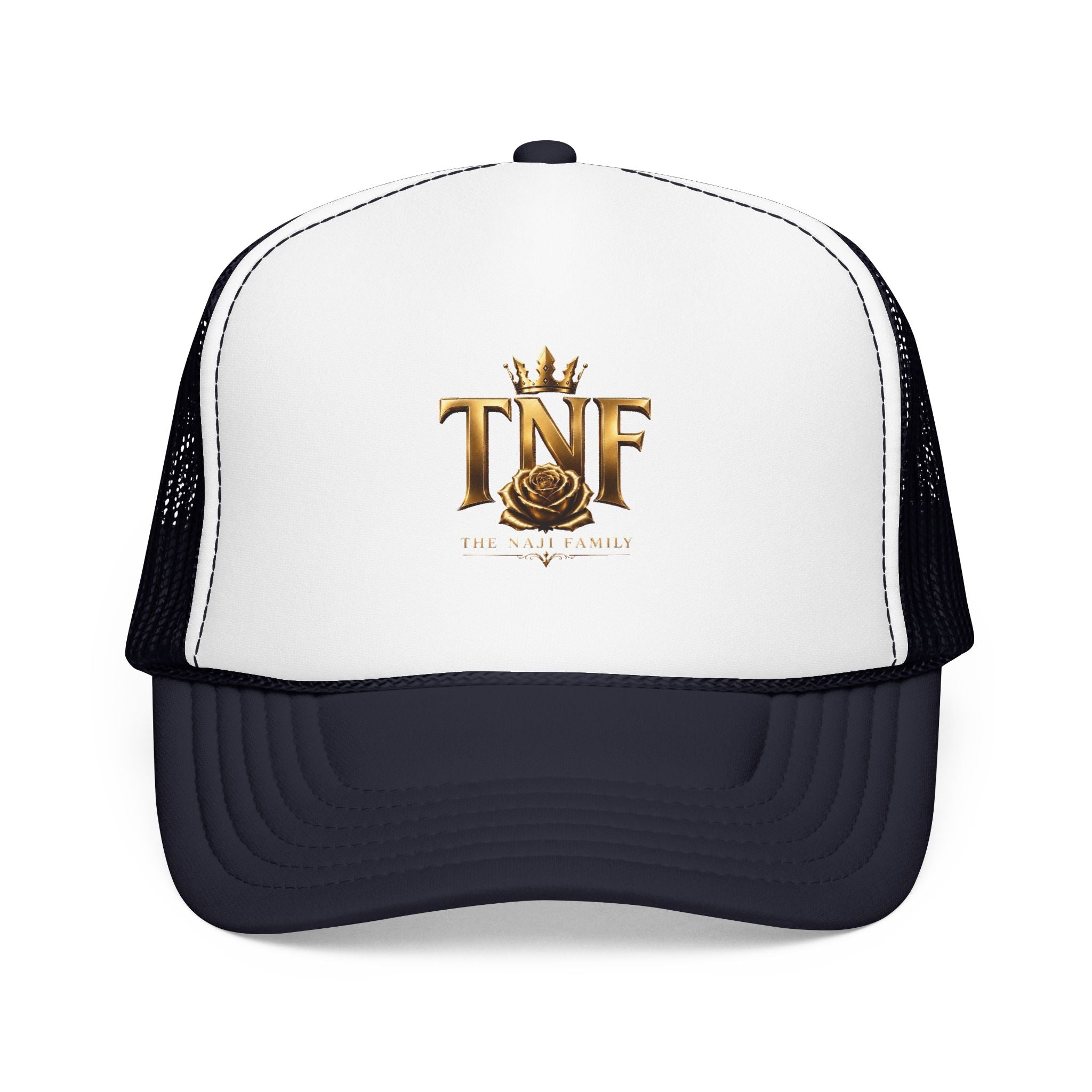 TNF Gold Rose Trucker Hat — The Dark Family Logo Foam Cap