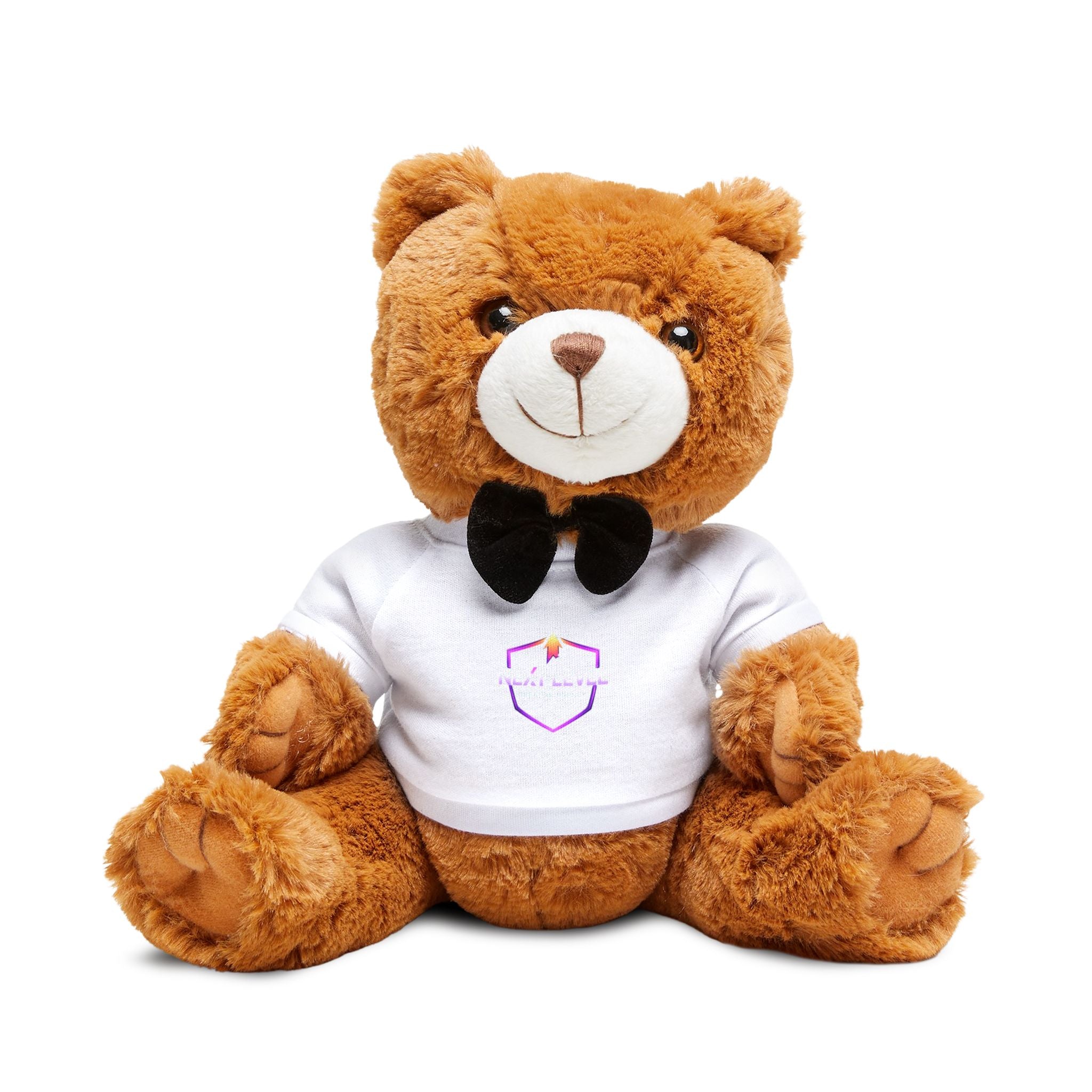 Plush Teddy Bear with White T‑Shirt and Bow Tie — Cute Gift for Kids & Couples