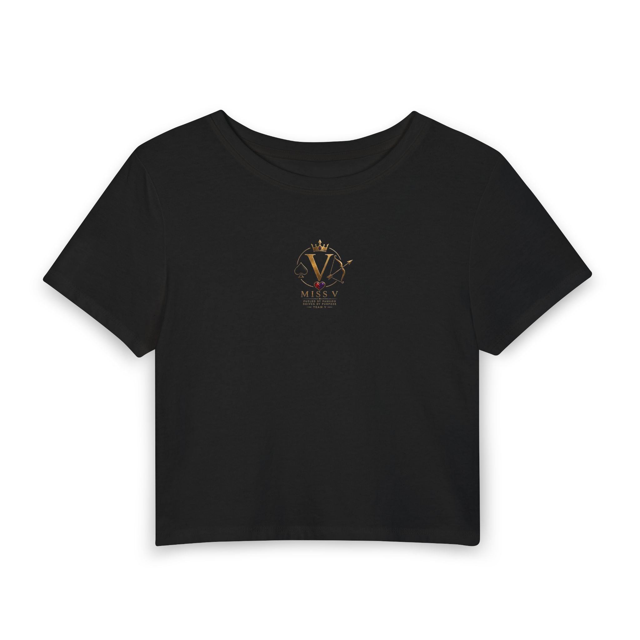 Miss V Mini Tarot Vibes Baby Tee - Small Chest Cardistry Graphic Women's Crop Top