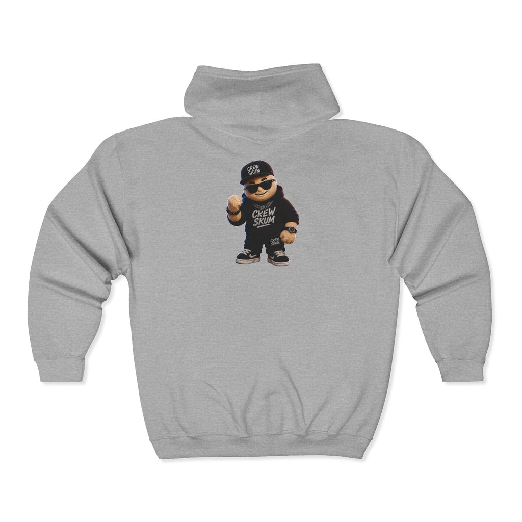 Hip-Hop Character Zip Hoodie — Cool Kid Graphic Full-Zip Sweatshirt