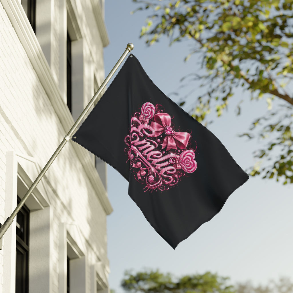Personalized Pink Candy Name Flag — 'Emelie' Double-Sided Decorative Banner