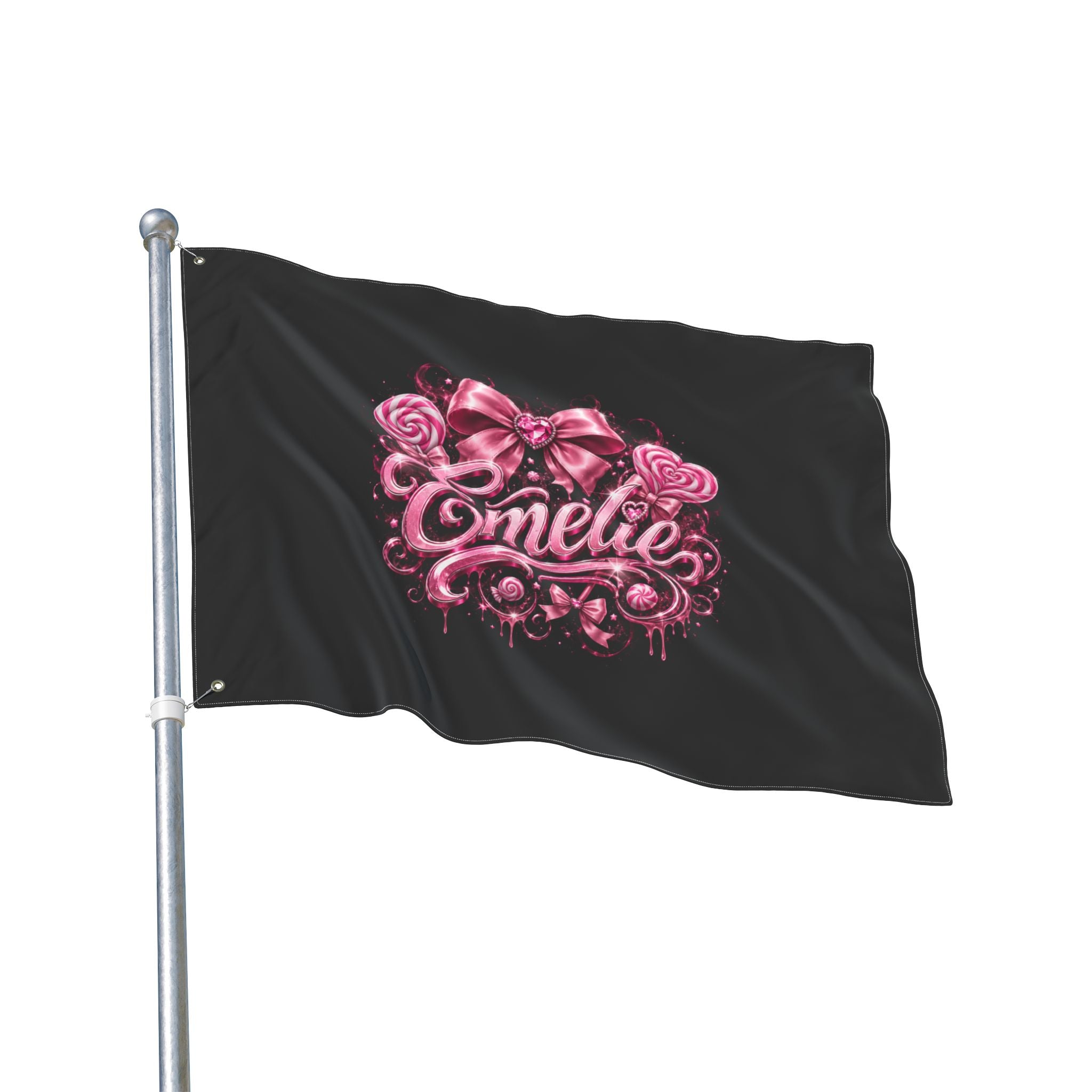 Personalized Pink Candy Name Flag — 'Emelie' Double-Sided Decorative Banner