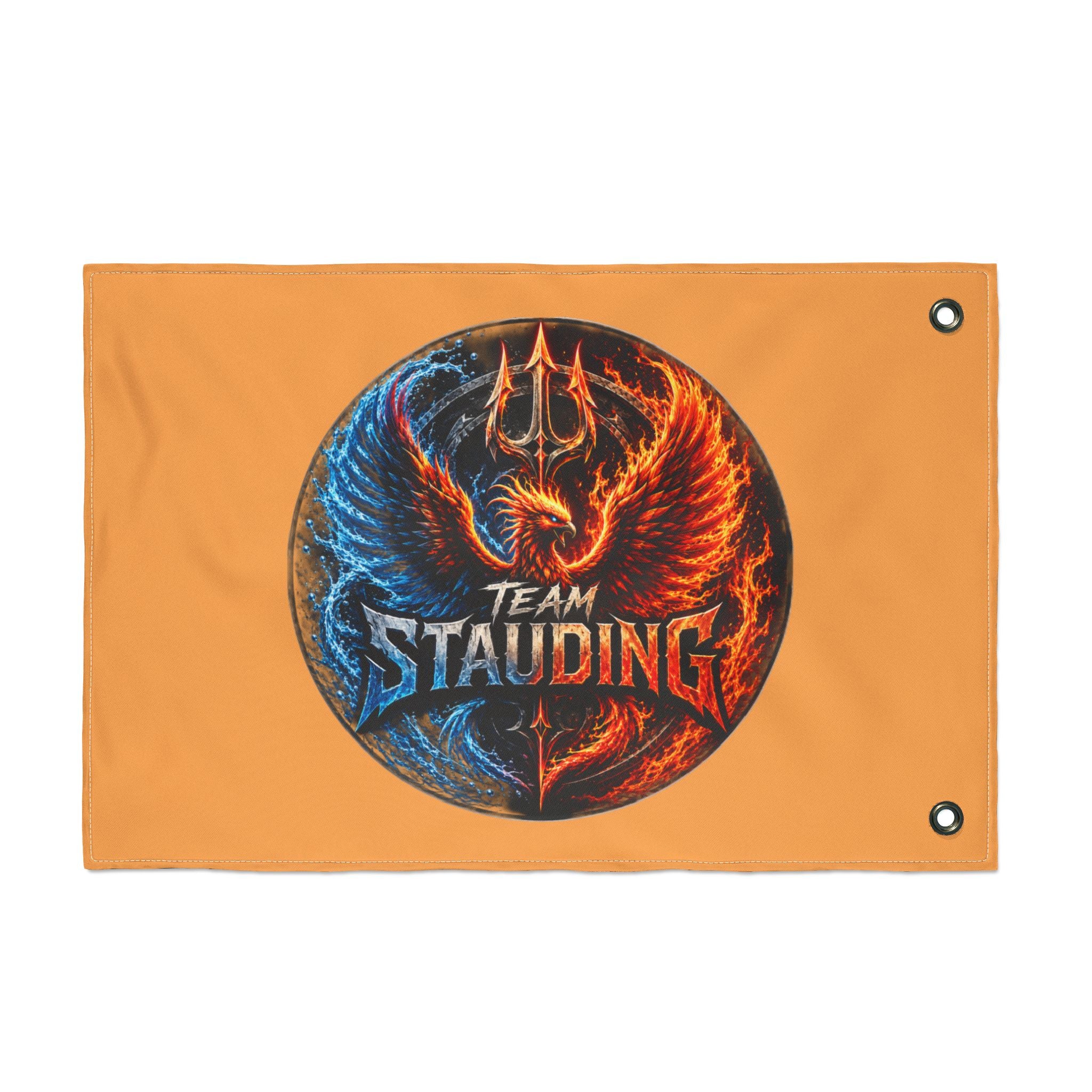 Team Stauding Double-Sided Flag — Fiery Phoenix Logo Outdoor Banner