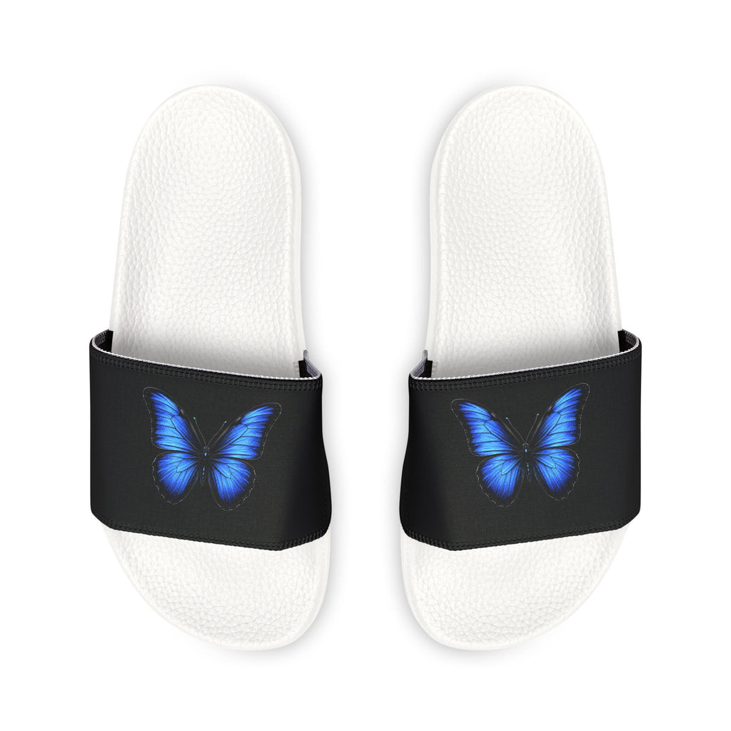 Men's Butterfly Slide Sandals — Blue Neon Wing Removable-Strap Slides