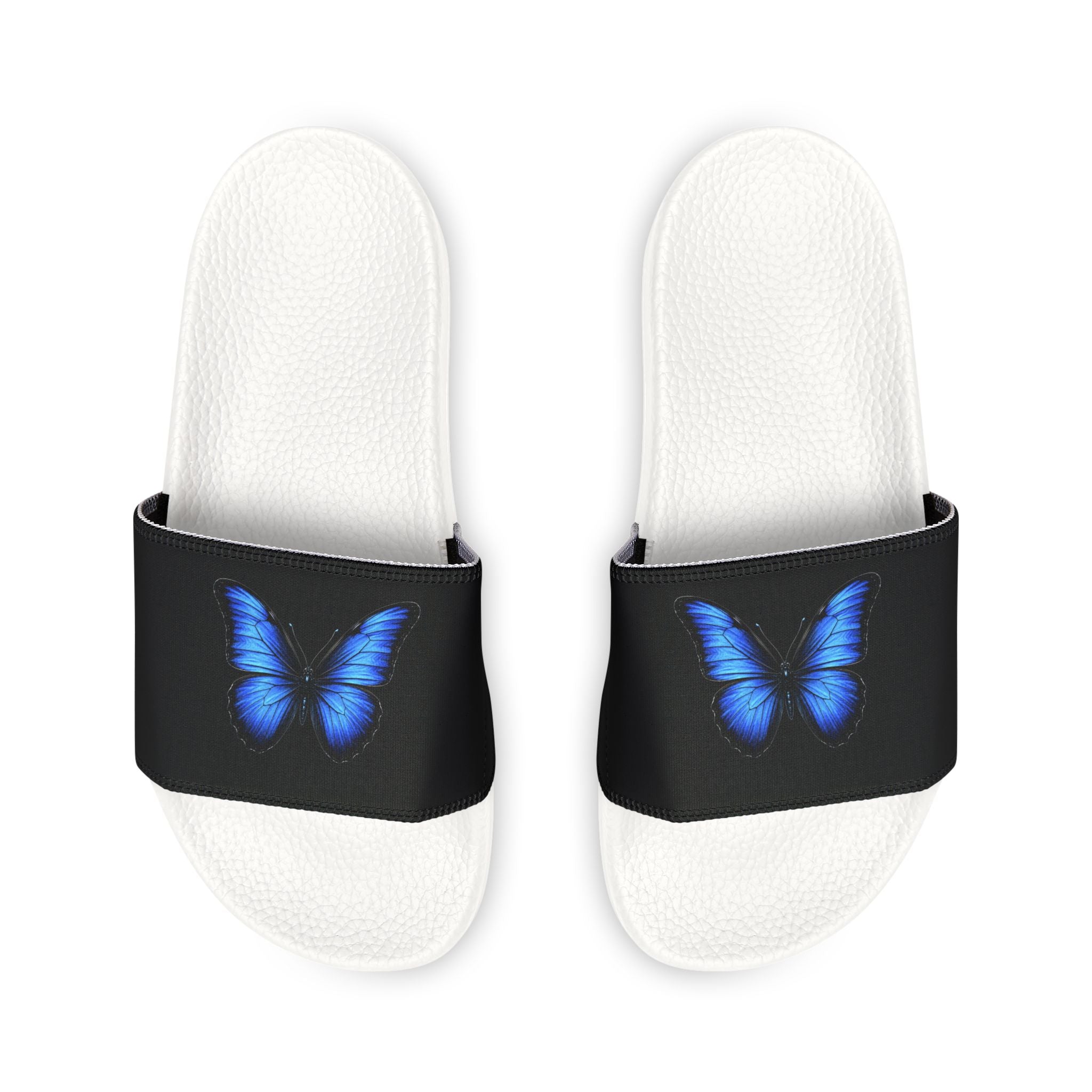 Men's Butterfly Slide Sandals — Blue Neon Wing Removable-Strap Slides