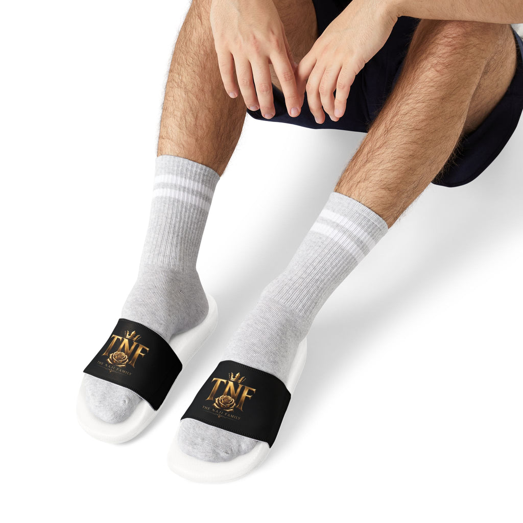 Slide Sandals — Black Gold Logo Removable-Strap Slides