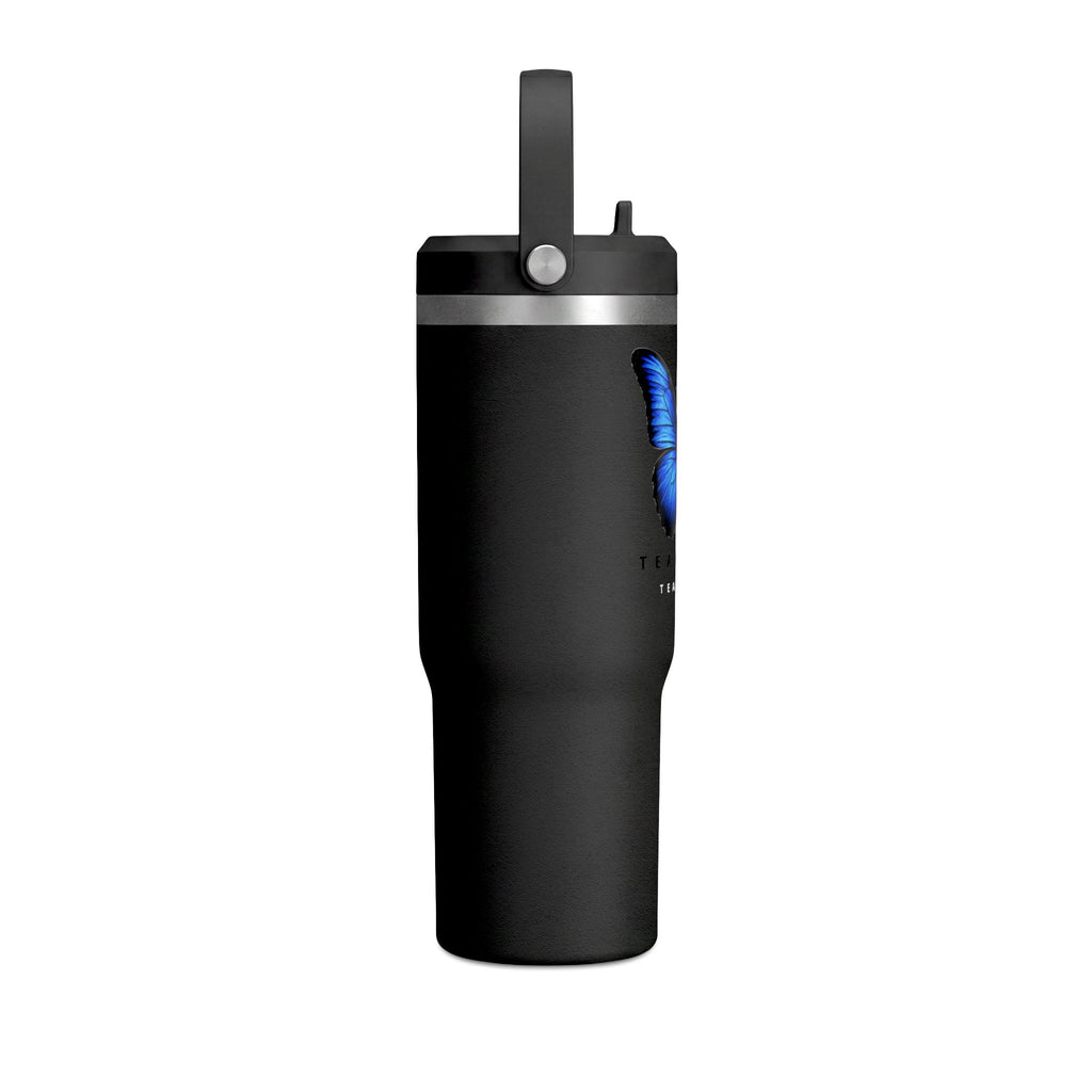 Butterfly Nomad Tumbler 32oz — Insulated Travel Mug with Blue Monarch Design