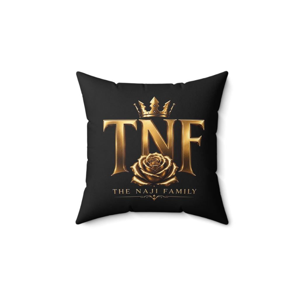 TNF The Naji Family Gold Logo Pillow — Decorative Square Throw Pillow