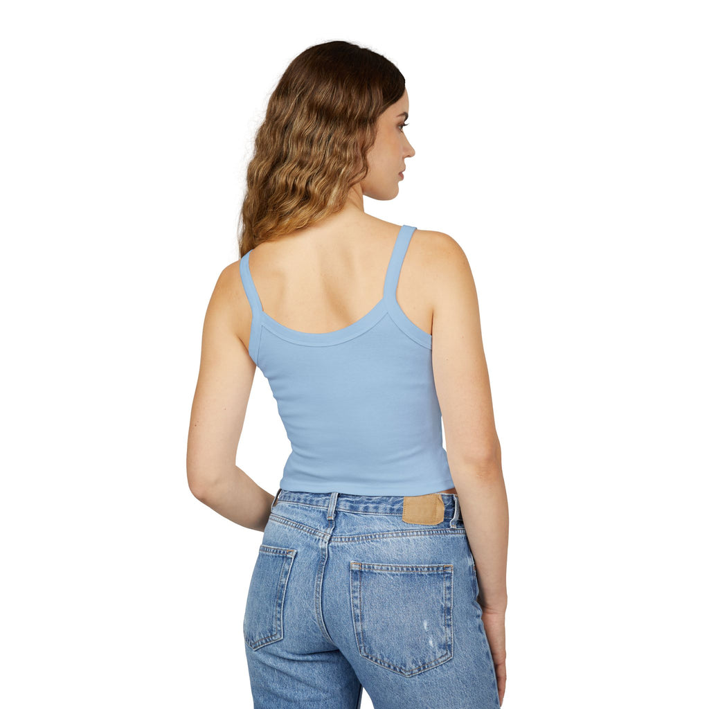 Blue Butterfly Crop Tank — "Team Bird" Women's Spaghetti Strap Top