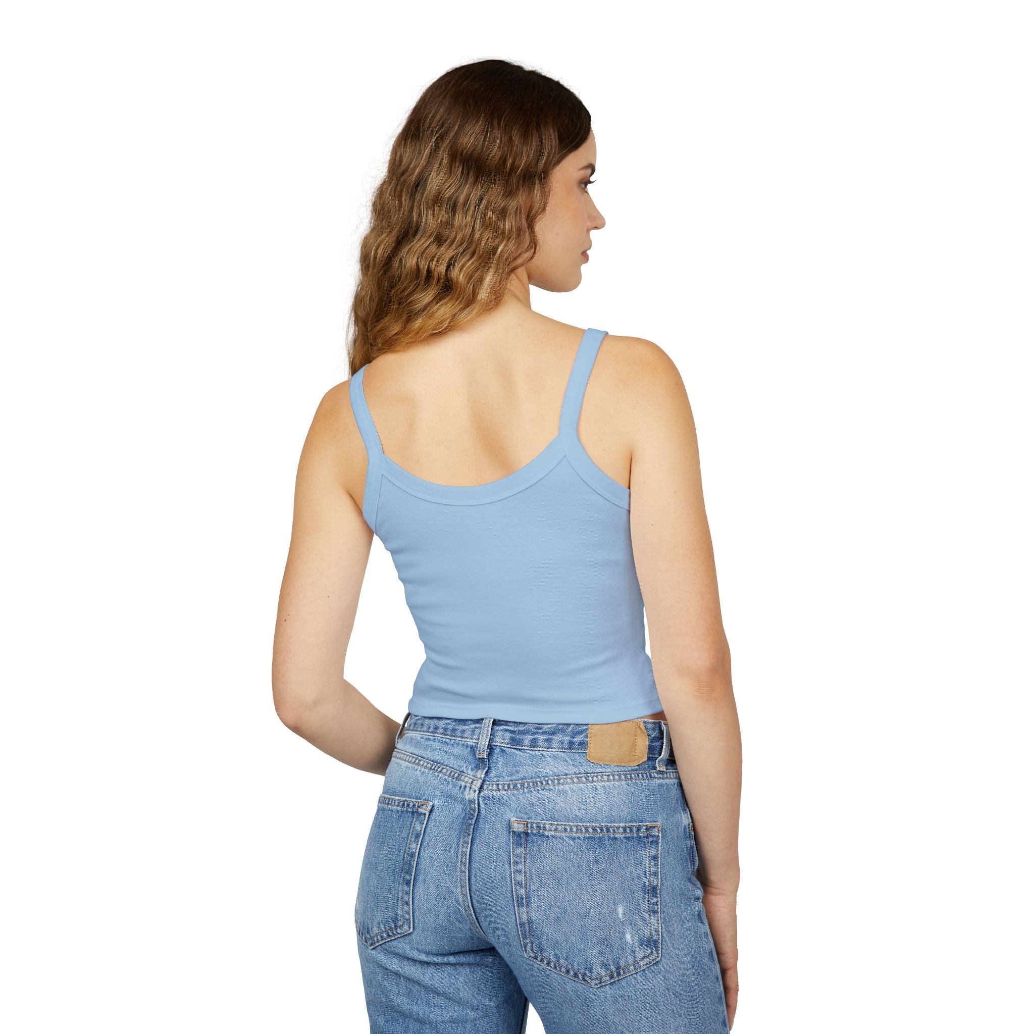 Blue Butterfly Crop Tank — "Team Bird" Women's Spaghetti Strap Top
