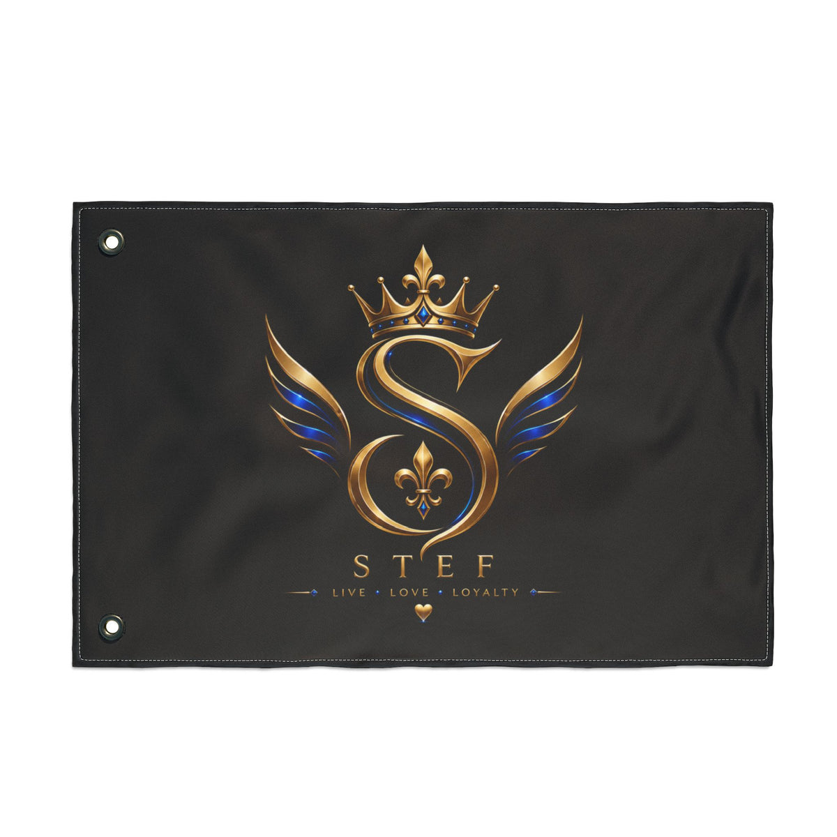 Monogram 'S' Crown Double-Sided Flag — Personalized Stef Luxe Emblem