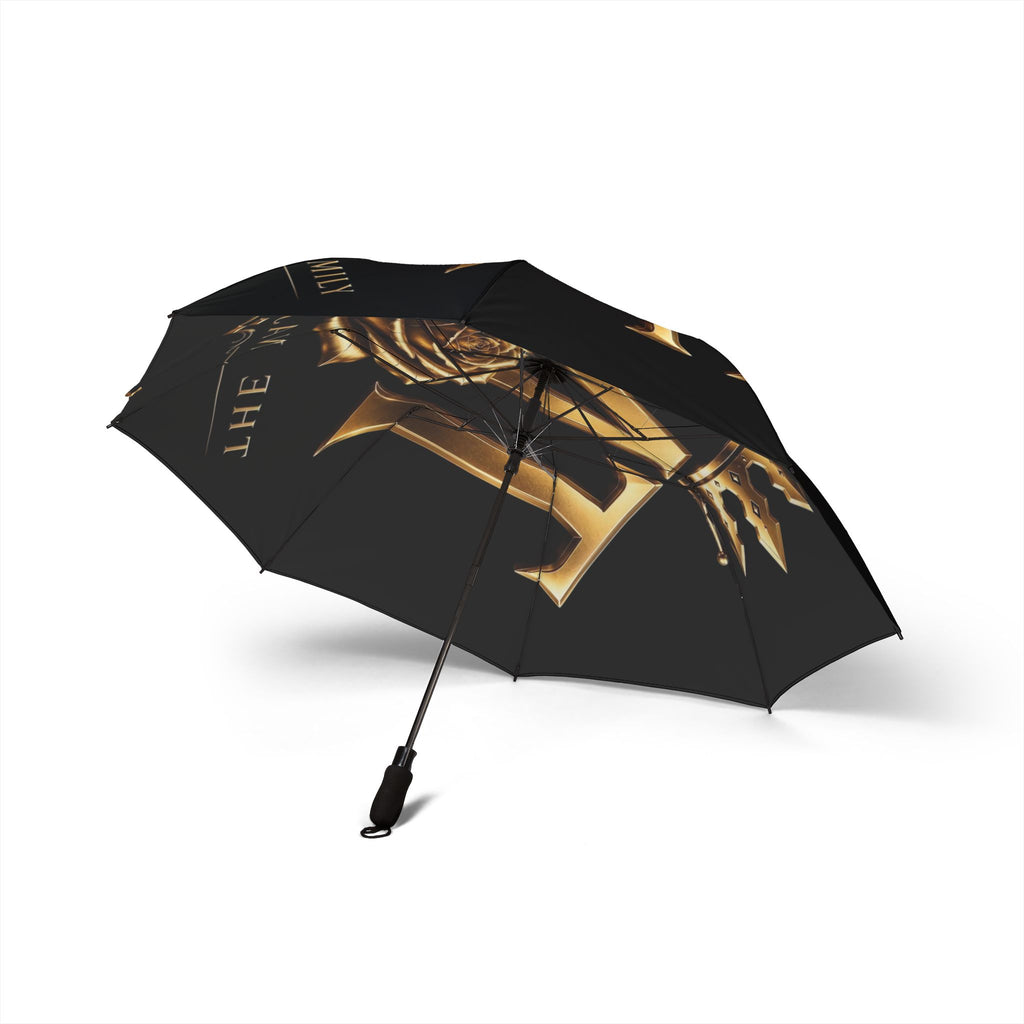 Gold Crown & Rose Foldable Umbrella — Semi-Automatic Compact Rain Umbrella