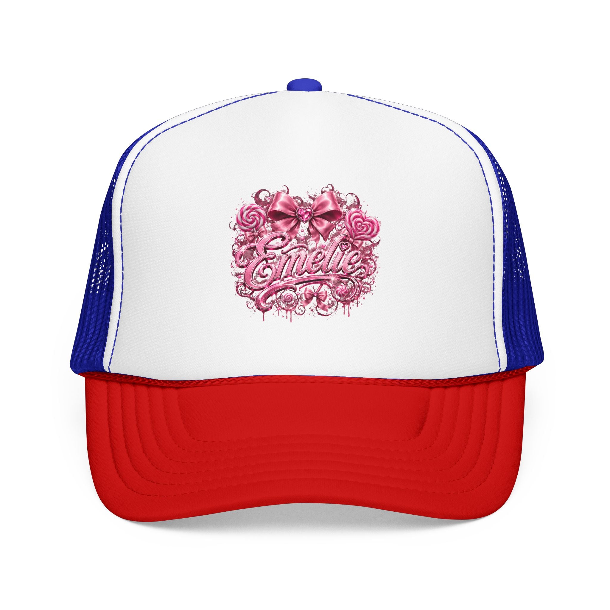 Trucker Hat — Pink Floral 'Enele' Bow Logo
