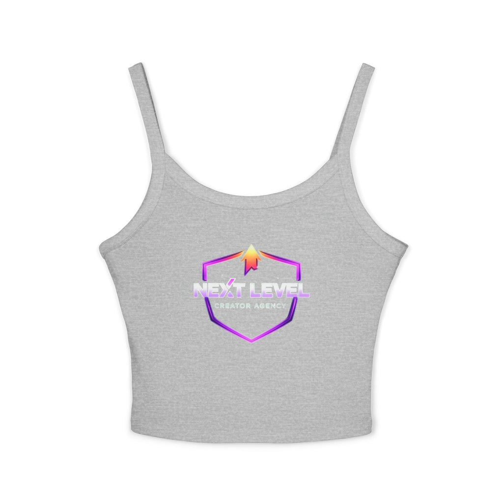 Spaghetti Tank Top — "NLC" Gold Crown Playing Card Logo Crop