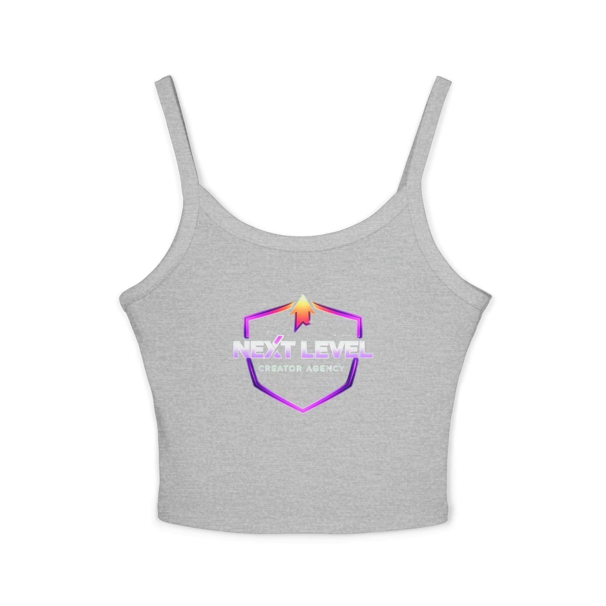 Spaghetti Tank Top — "NLC" Gold Crown Playing Card Logo Crop
