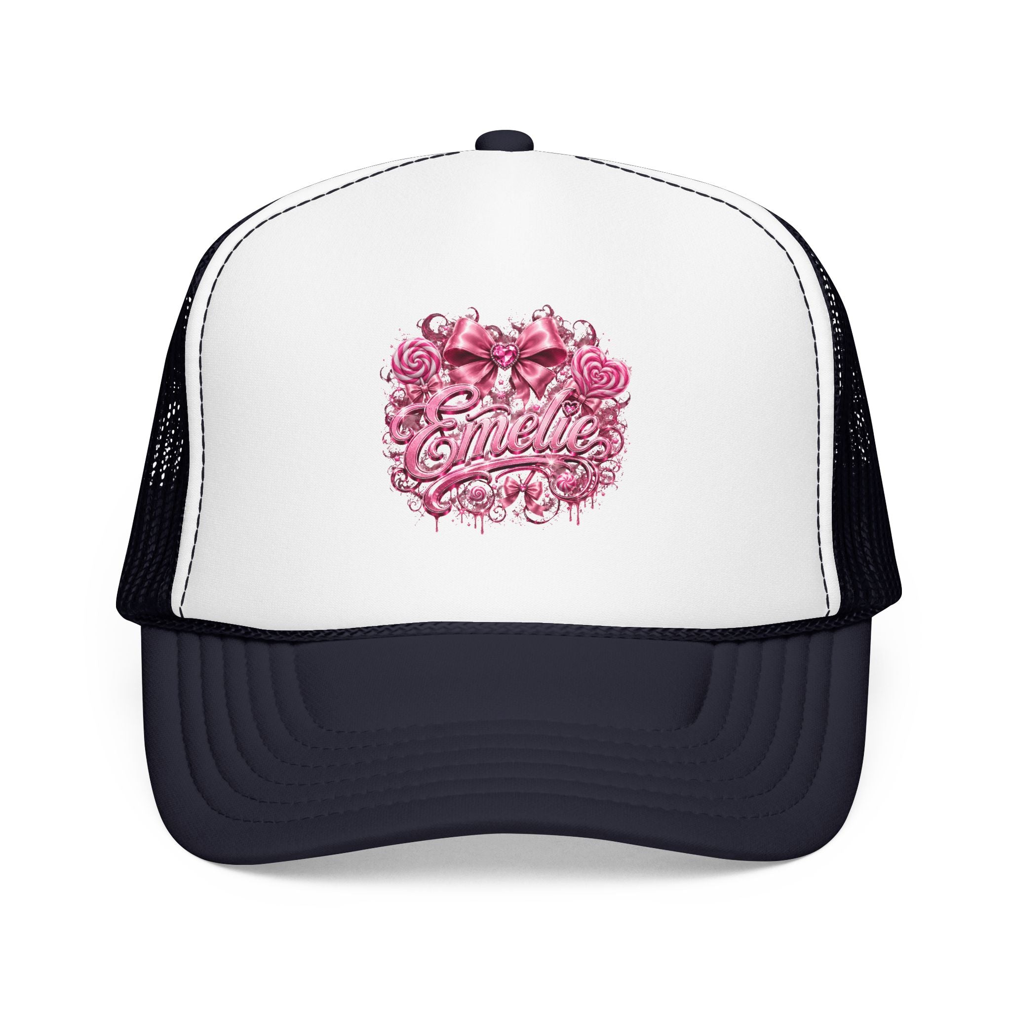 Trucker Hat — Pink Floral 'Enele' Bow Logo