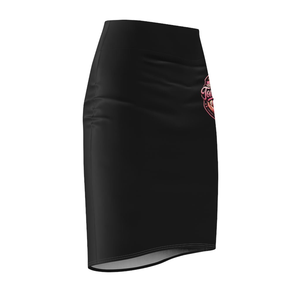 Tonemint Logo Black Pencil Skirt — Women's Slim Fit Graphic Skirt