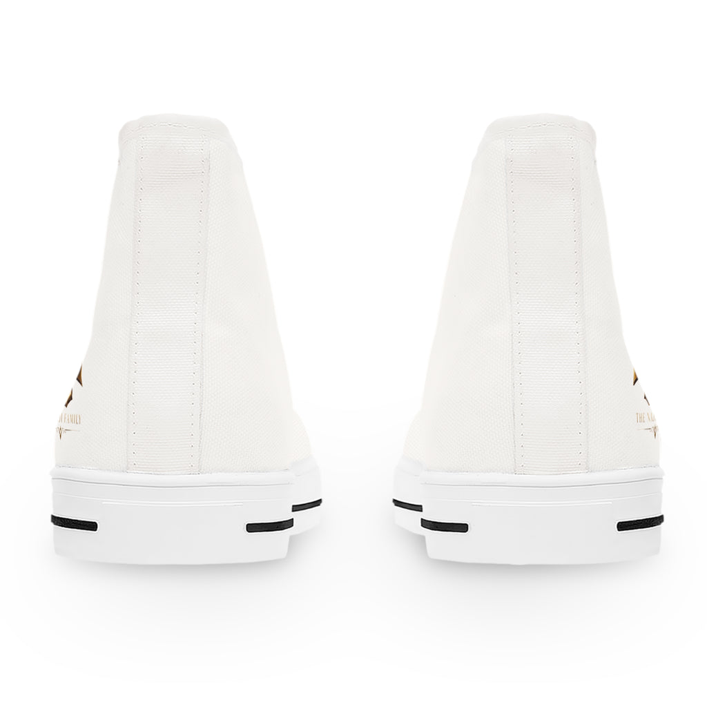 High Top Sneakers — "Divine" Gold Script Rose Graphic