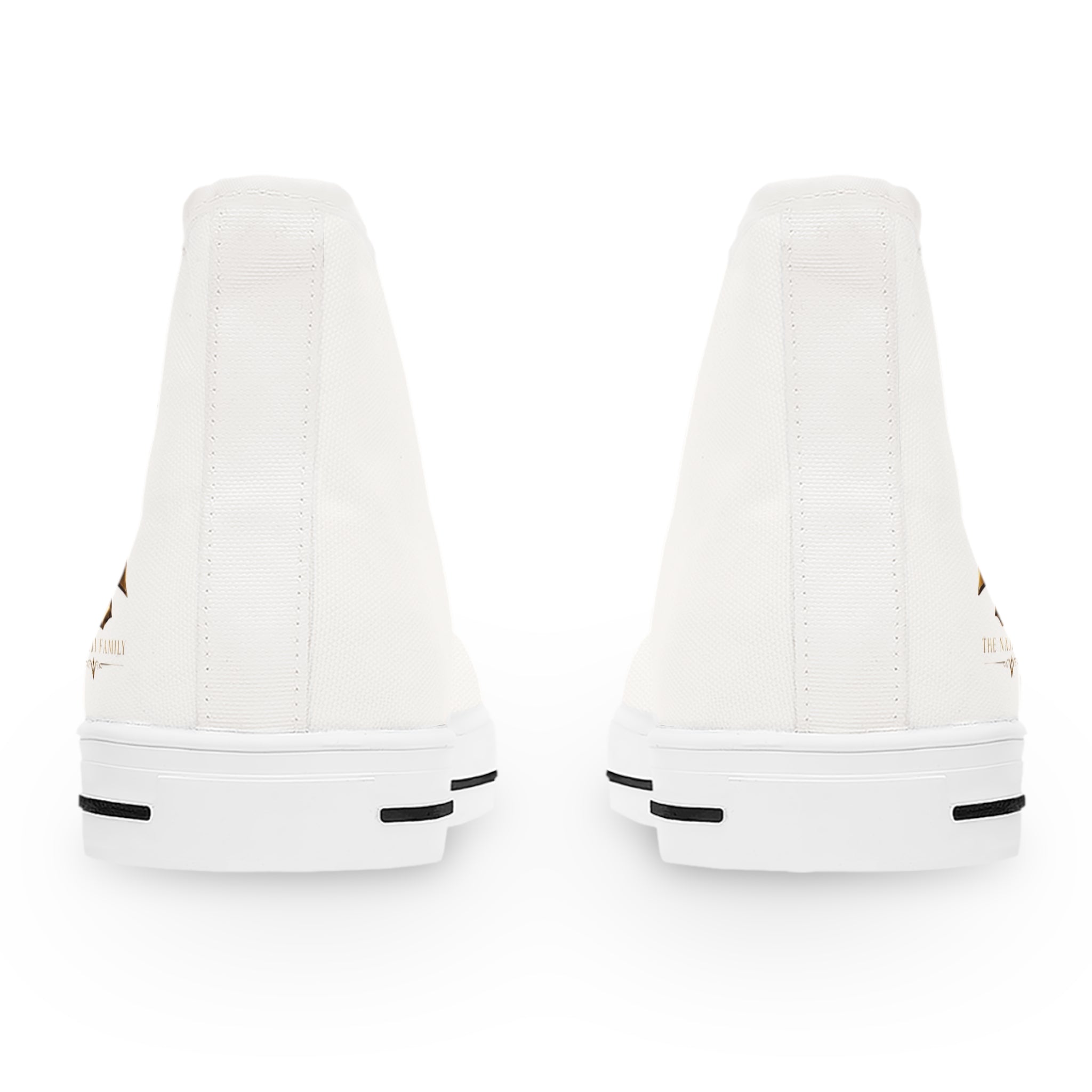 High Top Sneakers — "Divine" Gold Script Rose Graphic