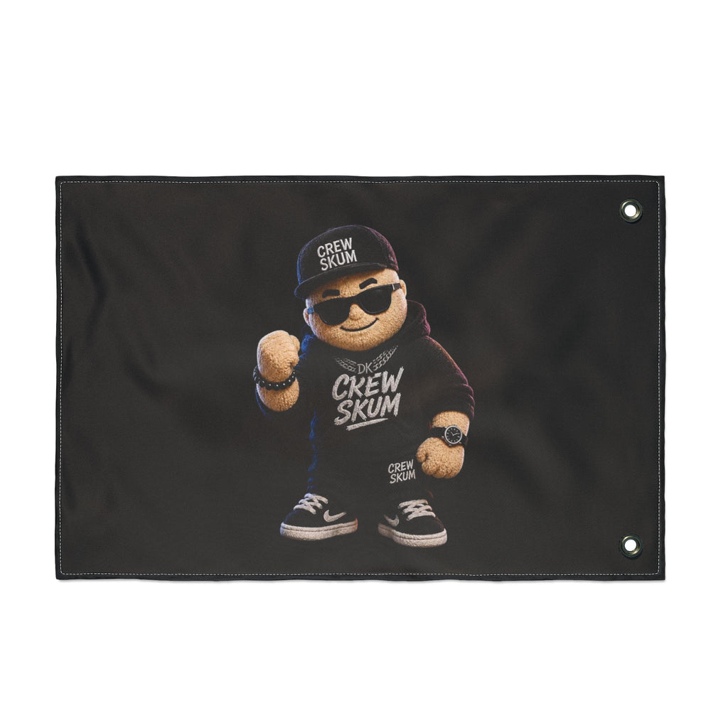 Double-Sided Black Crew Skum Flag — Urban Streetwear Character Banner