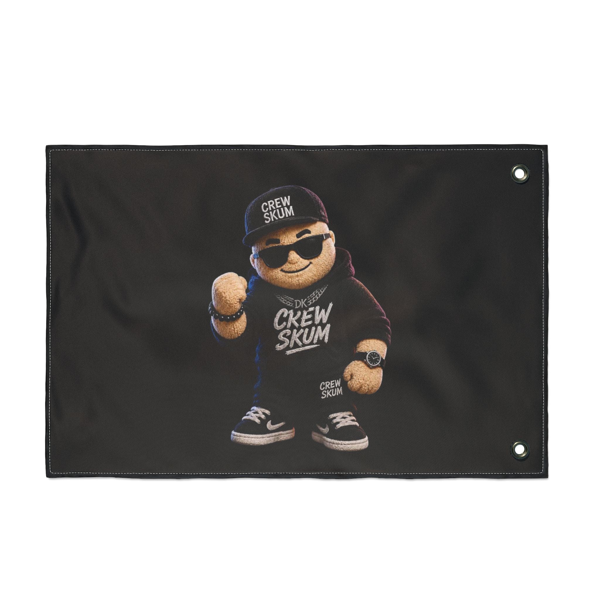 Double-Sided Black Crew Skum Flag — Urban Streetwear Character Banner